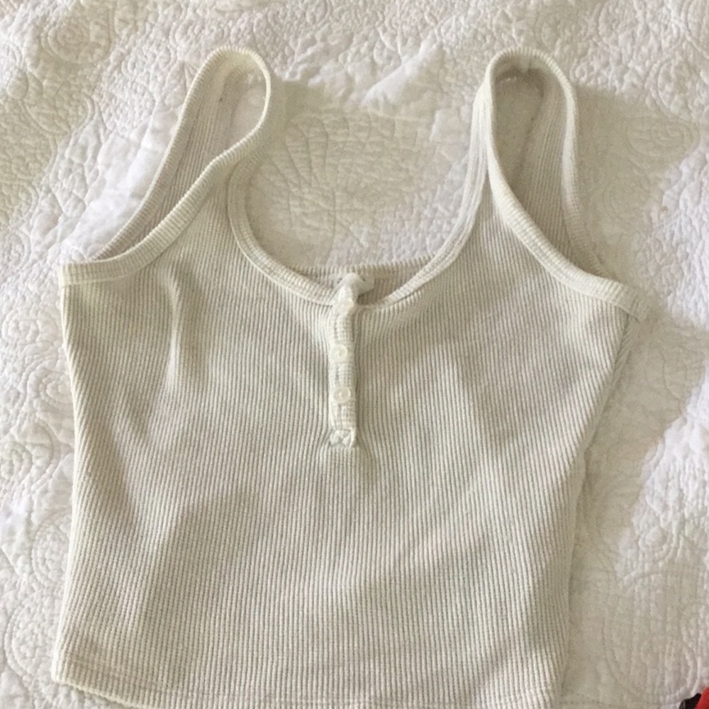 Women's Cream Ribbed Tank Top